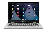 ASUS Chromebook 14 (14 Zoll, HD ,Anti-Glare) Notebook (Intel Celeron, 4GB RAM, 64GB Speicher, Chrome OS) 1.2kg, bis zu 10 Stunden Akkulaufzeit, Silber/QWERTZ