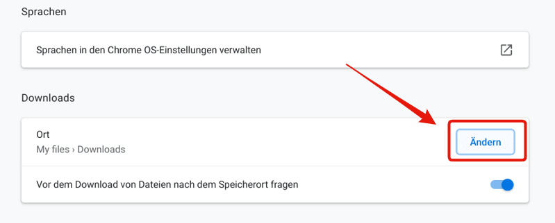 Speicherplatz auf dem Chromebook ändern