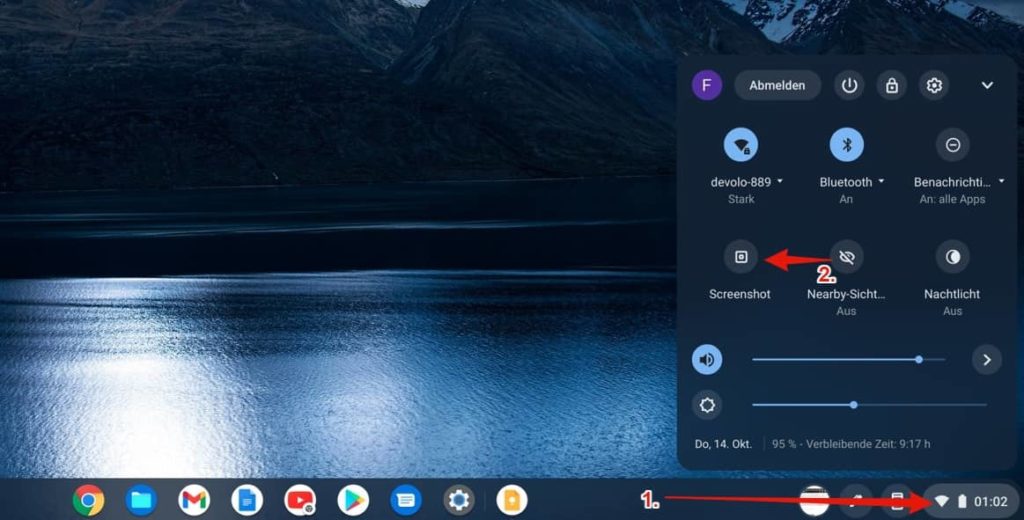 Screenshot Menü Chrome OS